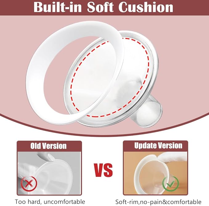 2 Packs 26mm Flange Set, Updated Soft Rim Shield and Wide Mouth Base Connector Pump Parts for Spectra S2 Spectra S1 9 Plus Breastpumps Accessories, 106 Degree Wider Opening Angel