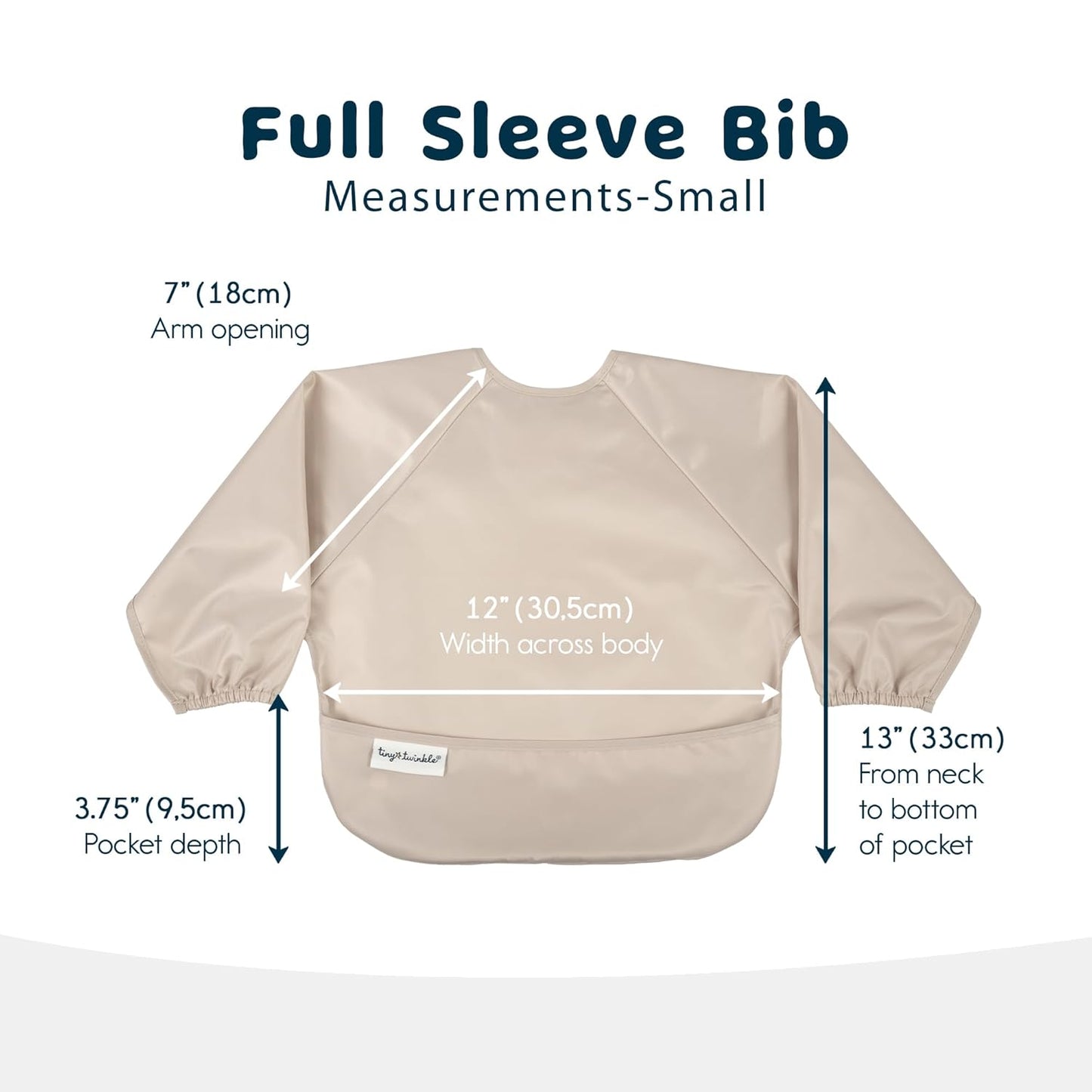 Tiny Twinkle Mess Proof Baby Bibs, 2pk Waterproof Smock Baby Bibs for Eating, Machine Washable Long Sleeve Bibs, Baby Led Weaning, Toddler Bibs, BLW Supplies (Periwinkle Putty, Small 6-24 Months)