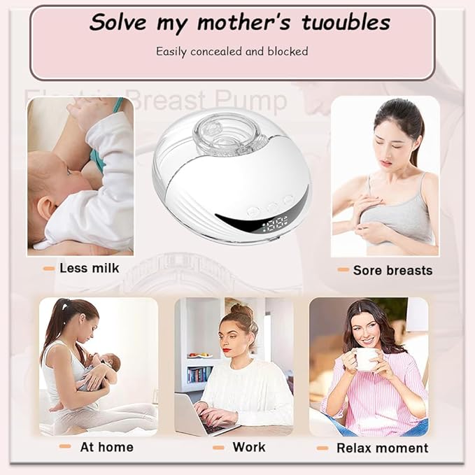 Wearable Breastfeeding Pump,4 Modes12 Levels,Hands Free Breast Pump,Portable Double Pump,Memory Function,Strong Suction,Rechargeable,Double-Sealed Flange Sizes (19/21/mm) (Nude 2 Pack)