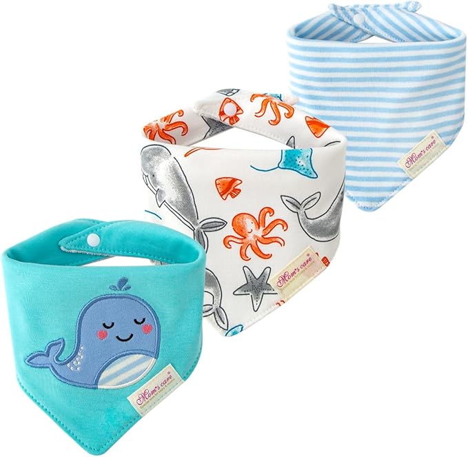 JN&LULU 3 Pack Newborn Baby Bibs Bandana Drool Bibs for Drooling Cotton Baby Gifts