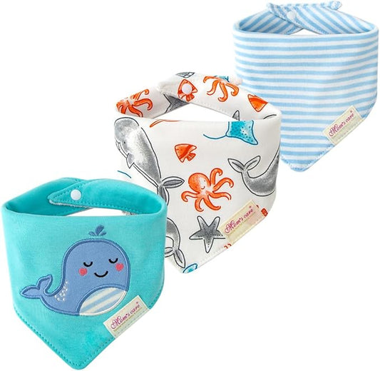 JN&LULU 3 Pack Newborn Baby Bibs Bandana Drool Bibs for Drooling Cotton Baby Gifts