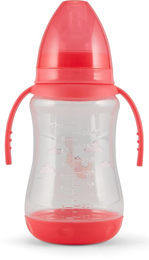 Disney 2 Pack 10 Ounce Baby Bottles with Character Prints and Colored Covers with Double Handle - BPA Free and Easy to Clean