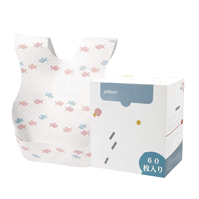 Baby and Infant Disposable Travel Bibs - Soft, Leakproof, for Toddlers Babies, Feeding, Traveling, (60PCS) Fish