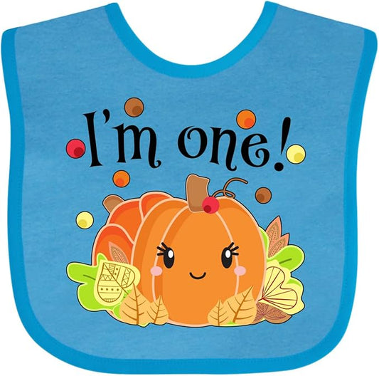 inktastic I'm One- Pumpkin Birthday Autumn Baby Bib