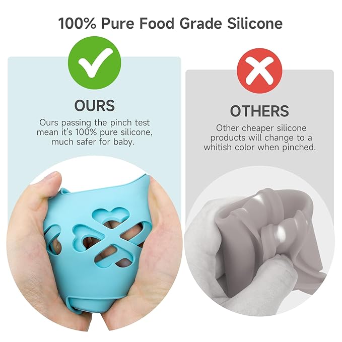 MORLIKE 4 Pack Silicone Sleeves Fit for 4 oz/120 mL Dr. Brown's Natural Narrow Glass Baby Bottle, 100% Silicone Covers Protect Glass Bottle, Easy to Grip Baby Bottle Holders for SB41001-P4, SB42003-P2