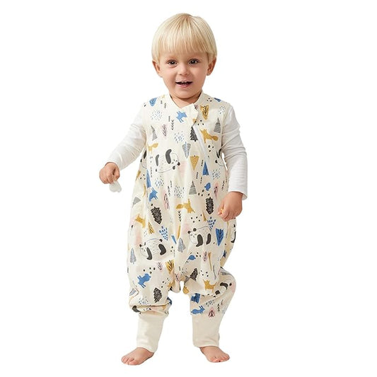 Duomiaomiao 0.5 TOG Toddler Sleep Sack 6-12 Months 100% Cotton Lightweight Baby Sleep Sack with Feet, Breathable Comfy Toddler Wearable Blanket