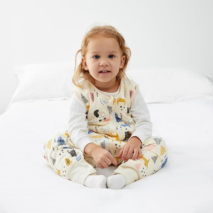 Duomiaomiao 2.5 TOG Toddler Sleep Sack 6-12 Months 100% Cotton Winter Baby Sleep Sack with Feet, Warm Comfy Toddler Wearable Blanket