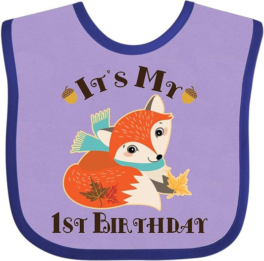 inktastic 1st Birthday Woodland Fox Baby Bib