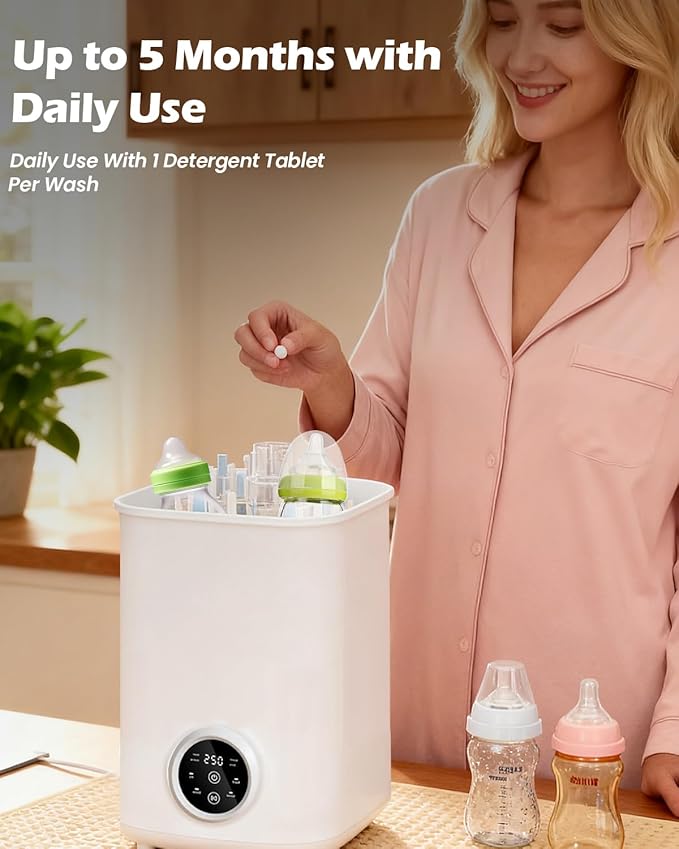 150PCS Official Detergent Cleaning Tablets: for Baby Brezza Grownsy Papablic Momfann Bottle Washer - Baby Bottle Washer Tablets for All Brands Bottles Washers Machines