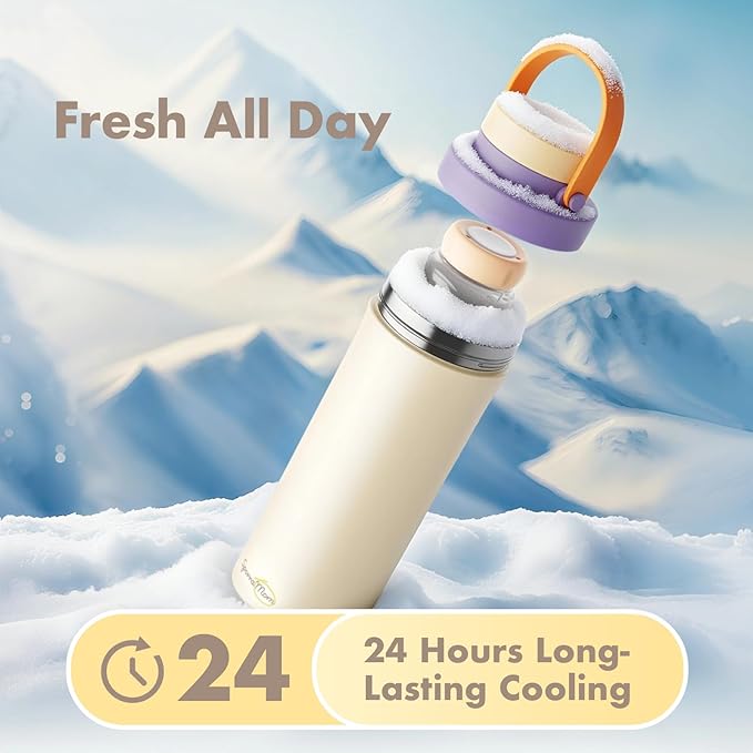 Breastmilk Cooler, Portable Breast Milk Cooler Bottle for Outdoor, 22oz Large Capacity Travel Breastmilk Chiller with 2 Pack Baby Bottles for Breastmilk Storage, Keep Cooling 24H (Purple)