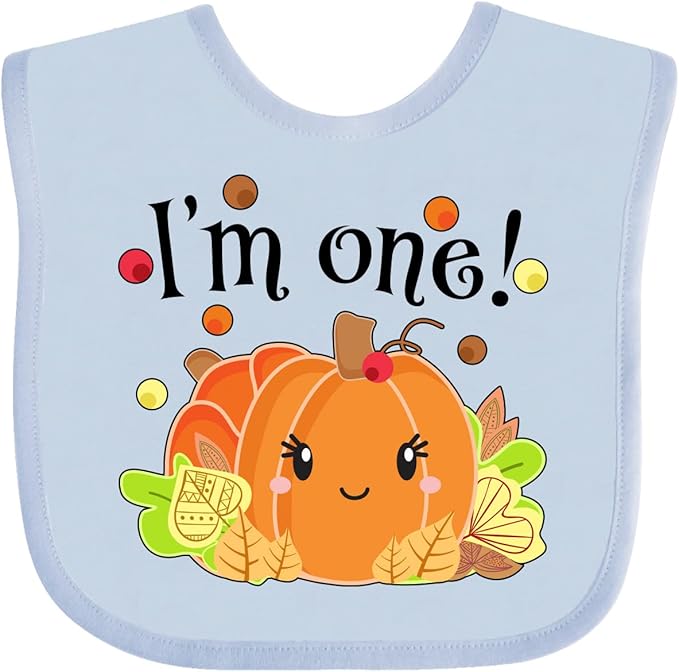 inktastic I'm One- Pumpkin Birthday Autumn Baby Bib