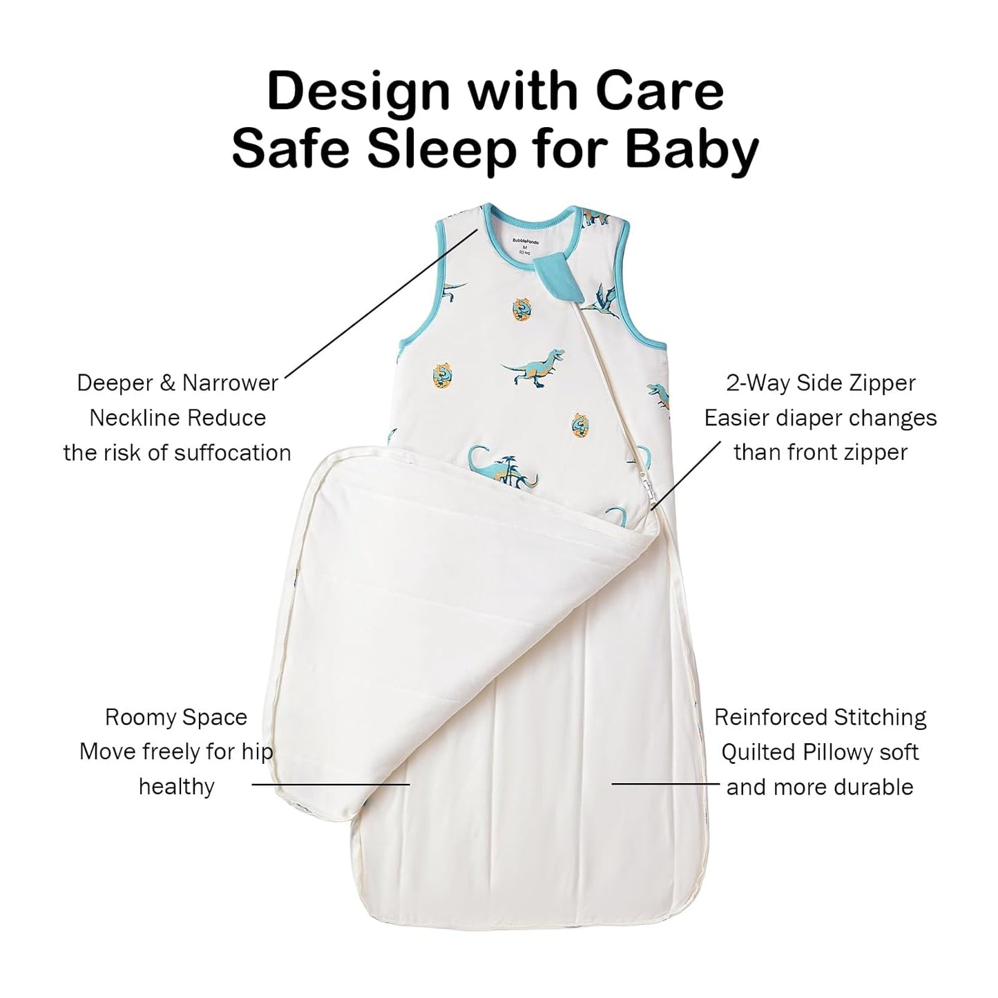 BubblePanda Rayon Made from Bamboo Sleep Sack 2t-3t 0.5 Tog Soft Lightweight Toddler Sleep Sack 24-36 Months for Babies 2-Way Zipper Wearable Blanket Baby 3t