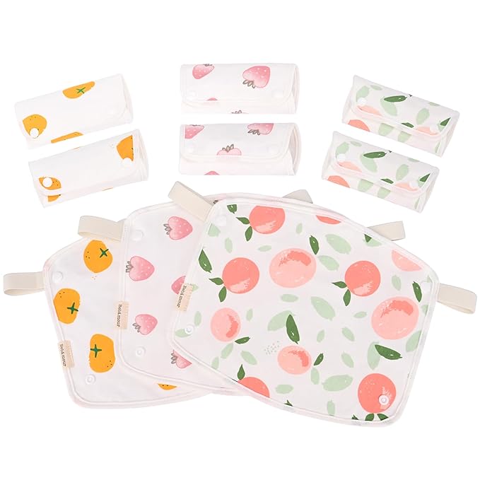 Bebamour Drool and Teething Reversible Cotton Pad For All Carry Positions Baby Carrier White Drool Bib For Boys & Girls(Strawberry)