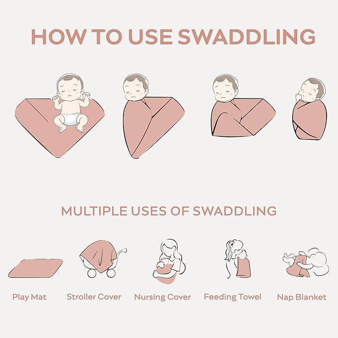 JELLYMONI 3 Pack Muslin Swaddle Blankets for Baby Boys Girls, Newborn Receiving Blanket Large 47 x 47 inches, Breathable Soft Baby Swaddling Wrap Nursery Blanket for Boys & Girls Unisex