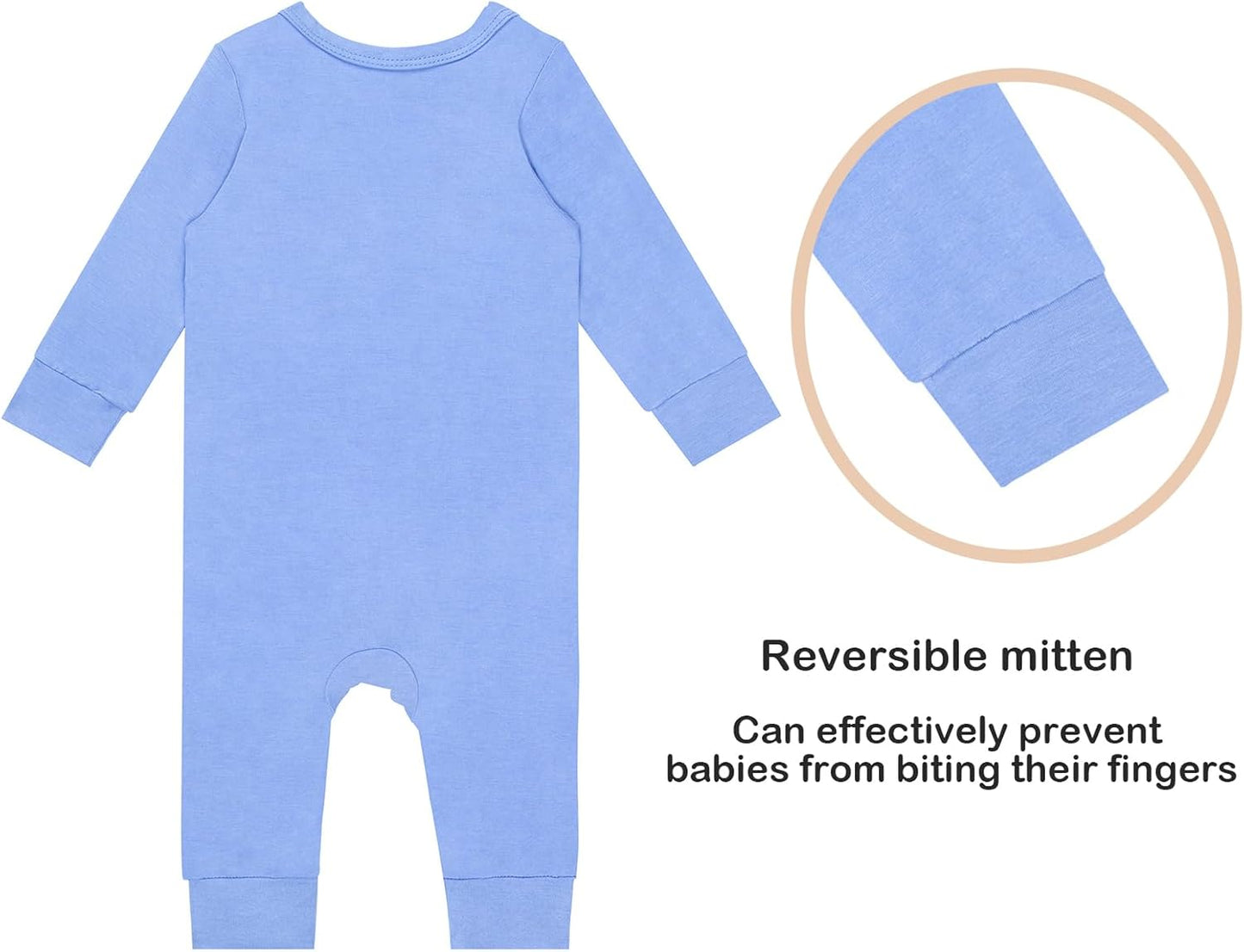GUISBY Rayon Baby Pajamas, Long Sleeve with Snap Closure Pajamas Sleepers