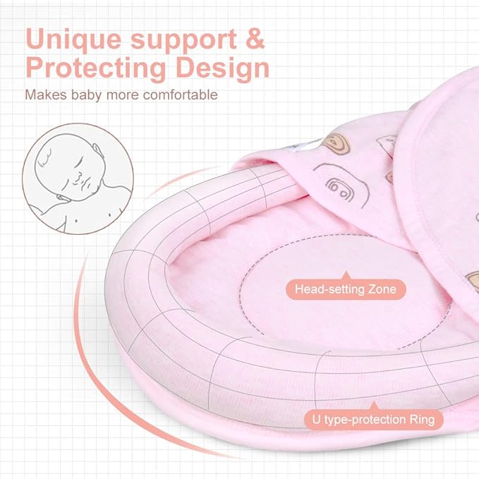 Premium Soft Cotton Baby Swaddle Blankets, Unisex Baby Blanket Wrap for Newborn Baby Boys Girls, Skin Friendly Wearable Swaddling Sleep Sack Calms Startle Reflex (Button, Peachpink, 3-6 Months)