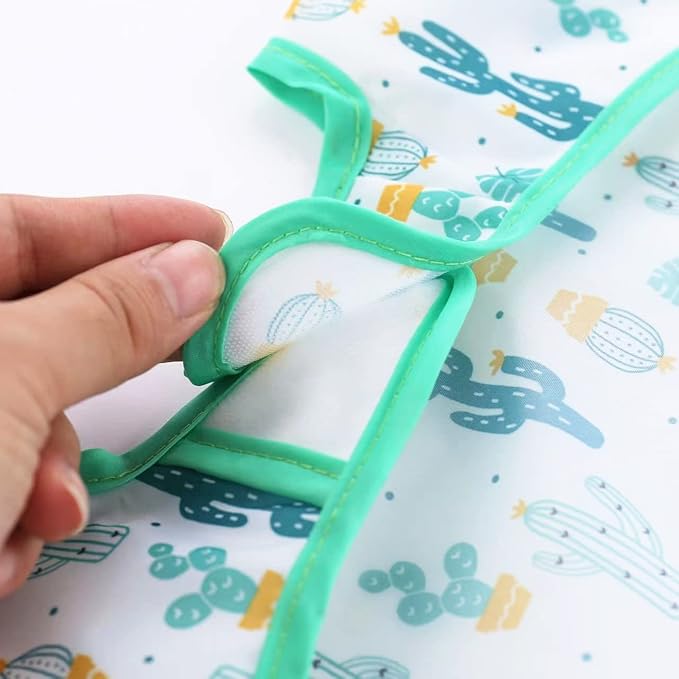 PandaEar 5 Pack Long Sleeve Bibs| Waterproof Full Bib with Sleeves for Babies Infant Toddler 6-24 Months| Mess Proof Baby Smock for Eating| Baby Apron for Feeding