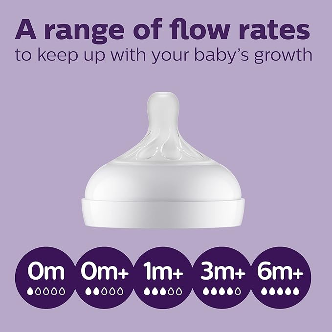 Philips Avent Natural Glass Baby Bottle with Natural Response Nipple (Medium Flow, Flow 3), 8oz, SCY913/01