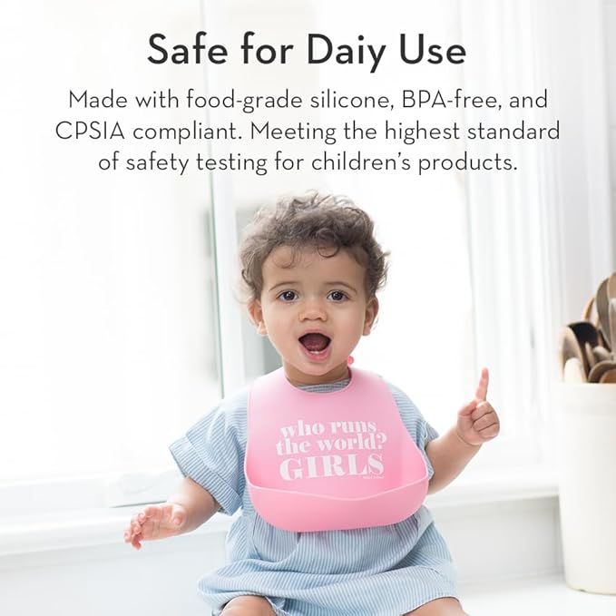 Baby Bib for Eating by Bella Tunno, Waterproof Silicone Bib with Large Food Catcher, Adjustable Fit for Babies 4-12 months & Toddlers 1-3 Years, Boys & Girls, I Laugh At Dad Jokes