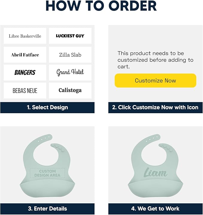 Personalized Silicone Bib and Spoon Set with Custom Name, Babies/Toddlers Durable Adjustable with Pocket for Baby Boy & Girl