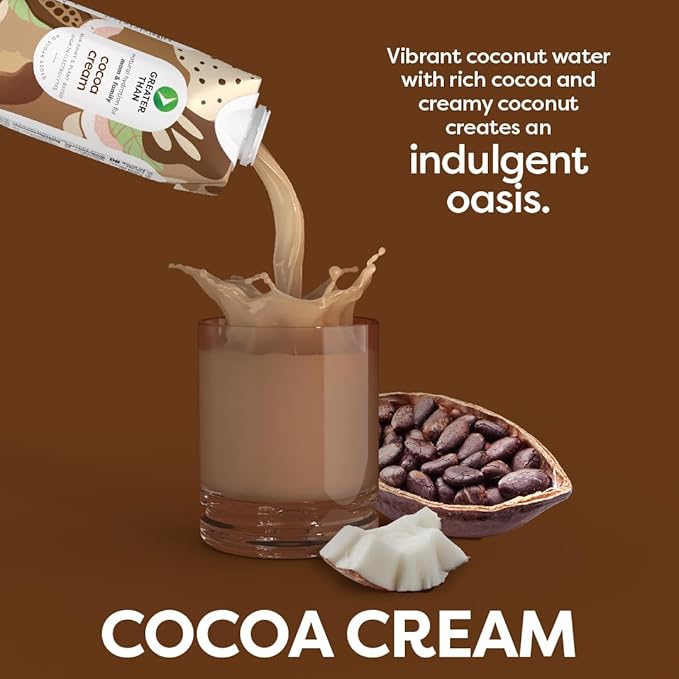 Greater Than Lactation Supplement Support, Coconut Water, Vitamins & Electrolyte Drink for Breastfeeding, Breast Milk & Immune Support, Variety Pack & Cocoa Cream (20 Pack)