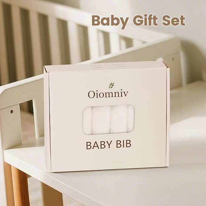 Oiomniv Muslin Baby Bibs, 6-Pack Bandana Drool Bibs Soft Cotton Adjustable Unisex Newborn, Toddler for Drooling Teething