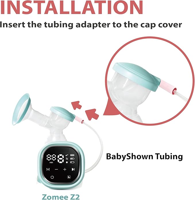 BabyShown Tubing Set Compatible with Zomee Z2 Double Electric Breast Pump. Replace Zomee Z2 Tubing, Z2 Replacement Part, NOT Original Zomee Tubing Set. BPA Free DEHP Free