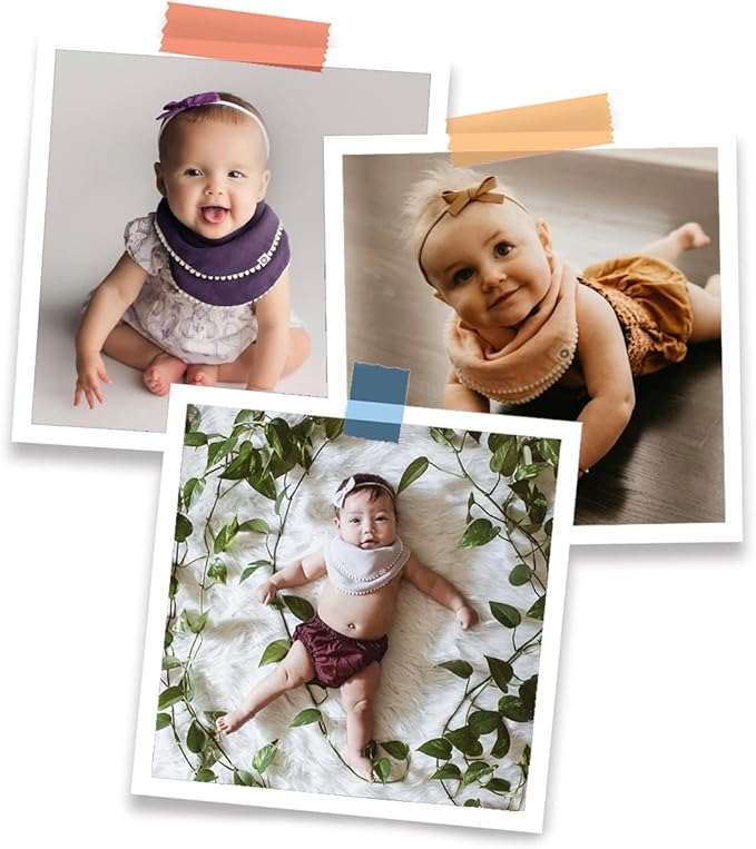 Kishu Baby Indi - Fairtrade Organic Baby Bibs for Girls or Boys - Rounded, 4-Way Reversible, 8 Layer Muslin Drool Bibs