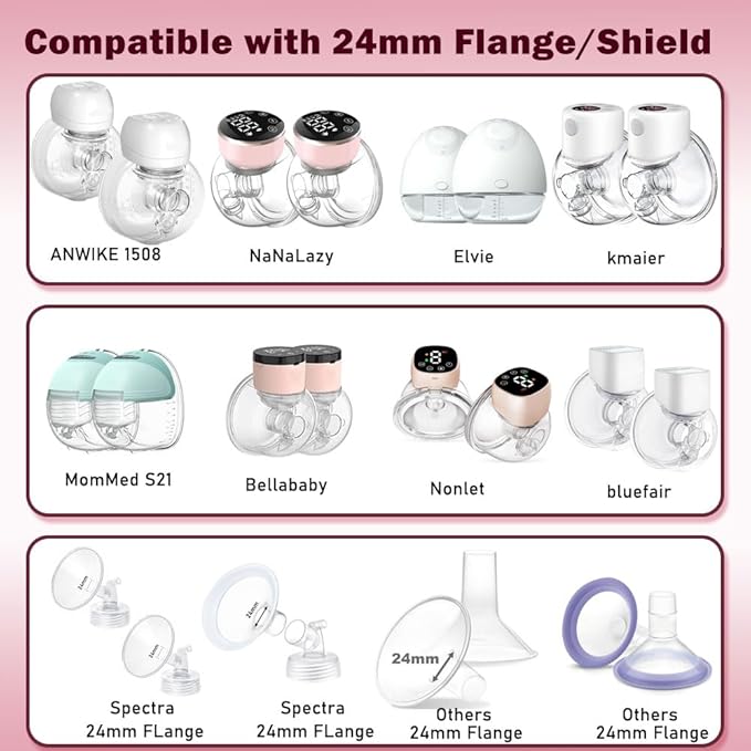 8PC Flange Insert 15/17/19/21mm Compatible with Momcozy M5/M6//M9 Wearable Breast Pump Replacement, BPA Free Silicone M5/M6/M9 Flange Inserts Same Suction as OEM(8PC-4Size)