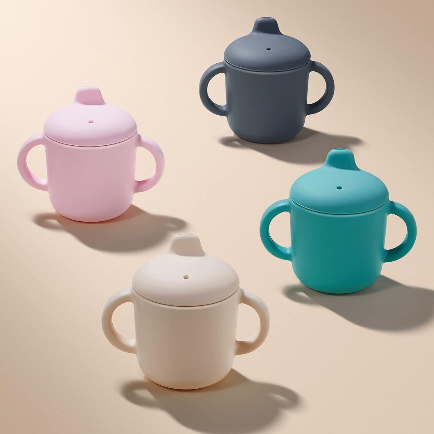 6 Months+ Sippy Cups with Handles, Small Silicone Sippy Cups Leak Proof 5oz,No Spill Sippy cups for Toddlers (Green)