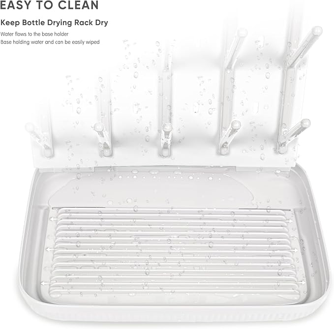 Termichy Baby Bottle Drying Rack: Large Vertical Bottle Dryer Rack Holder - Space Saving Standing Drying Rack for Baby Bottles and Pump Part Cleaning (White)
