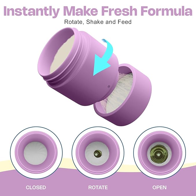 Anti-Colic Baby Bottle with Formula Dispenser, Instant/Quick-Release, Preload Mixing Baby Bottle (Fairydust Pink)