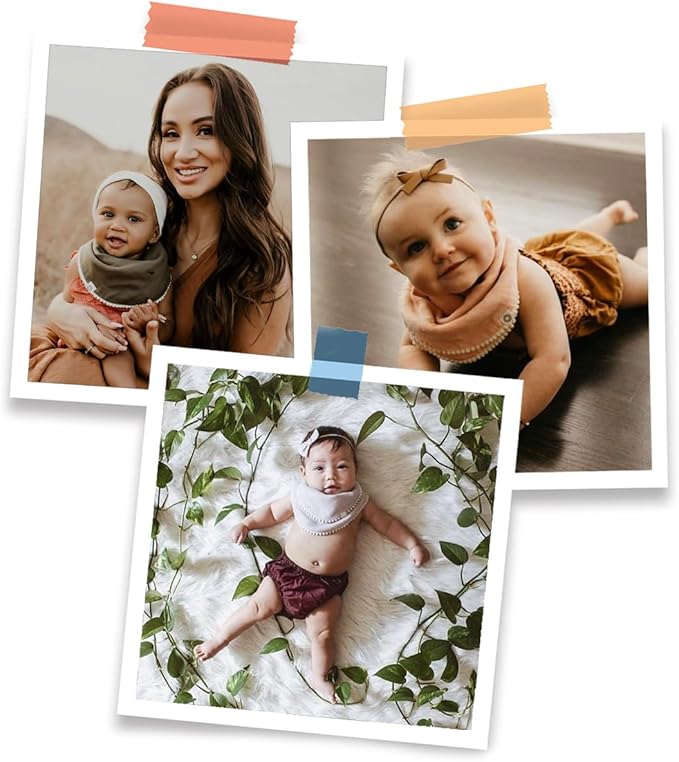 Kishu Baby Indi - Fairtrade Organic Baby Bibs for Girls or Boys - Rounded, 4-Way Reversible, 8 Layer Muslin Drool Bibs