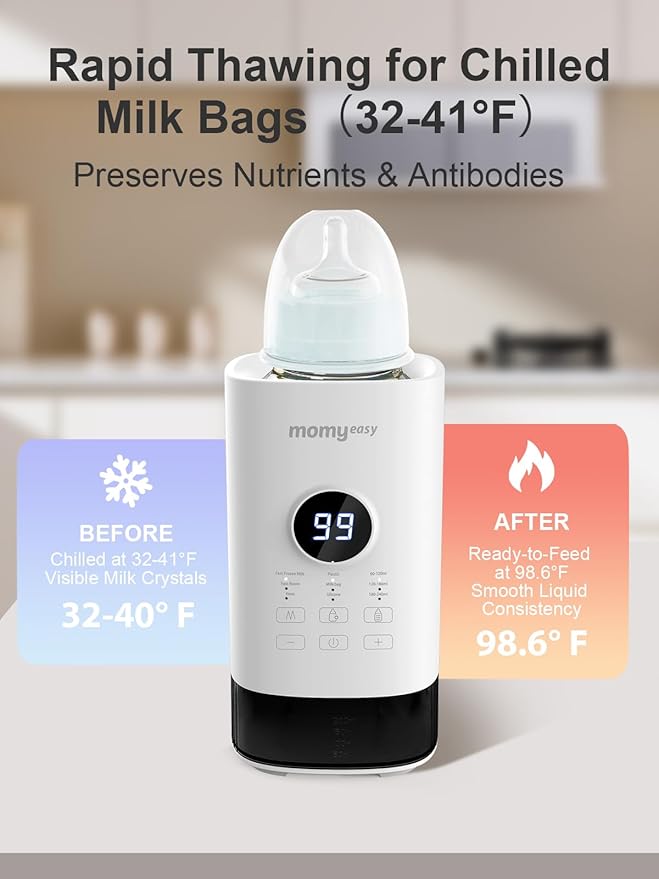MOMYEASY Bottle Warmer, Fast Baby Bottle Warmer for All Bottles, Milk Warmer with Accurate Display Timer, Temperature Control and Auto Shutoff, Bottle Warmers for Breastmilk & Formula