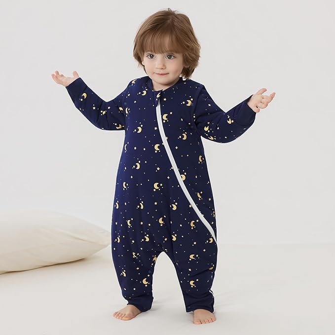 Duomiaomiao 3.5 TOG Toddler Sleep Sack 2-3T 100% Cotton Winter Side Open Zipper Baby Sleep Sack with Feet, Warm Toddler Wearable Blanket