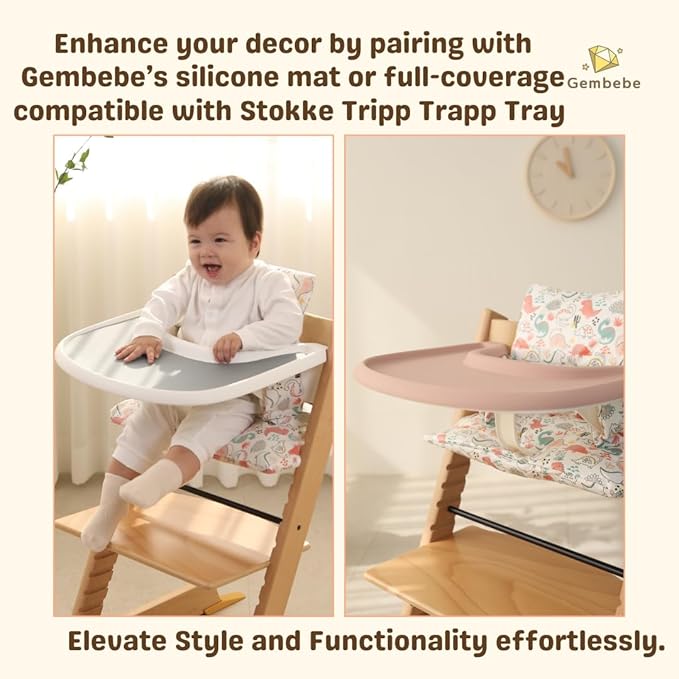 Waterproof & Compatible Stokke Tripp Trapp Cushion Set - Easy to Clean - Made Fabric from Korea - 100% Cotton Stokke Tripp Trapp High Chair Cushion Set (Peach Bunny)