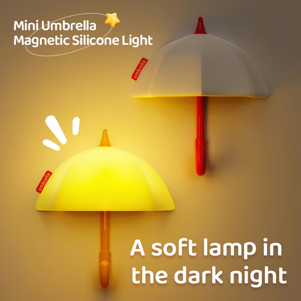 Umbrella Night Light for Kids,Light-Up Magnetic Fridge Lamp,Rechargeable Silicone Lamp for Baby Nursery,3 Levels Dimmable 30 minute timer,Squishy Bedside Night Lamp for Bedroom Kitchen