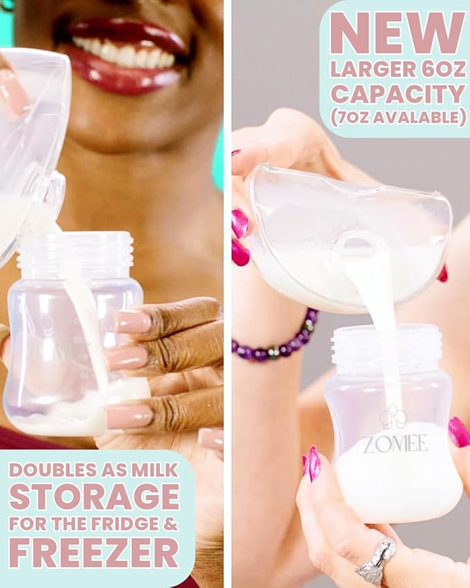 Zomee Collection Bottle Leak Proof - 6 oz - for Updated Zomee Fit Wearable Breast Pump for Breastfeeding Nursing Mothers (Pump Not Included)