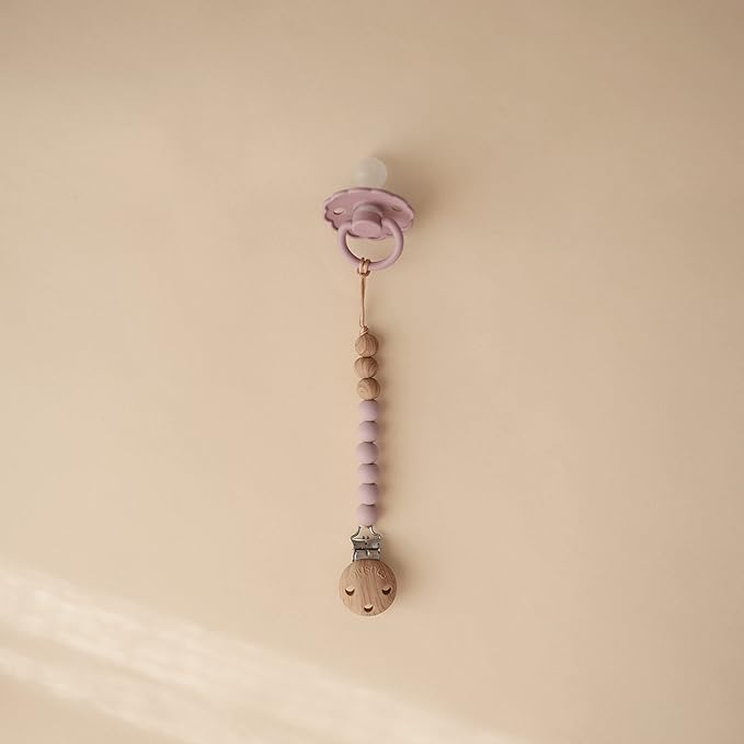 mushie 100% Silicone Baby Pacifier Clip BPA Free | Eva (Mauve)