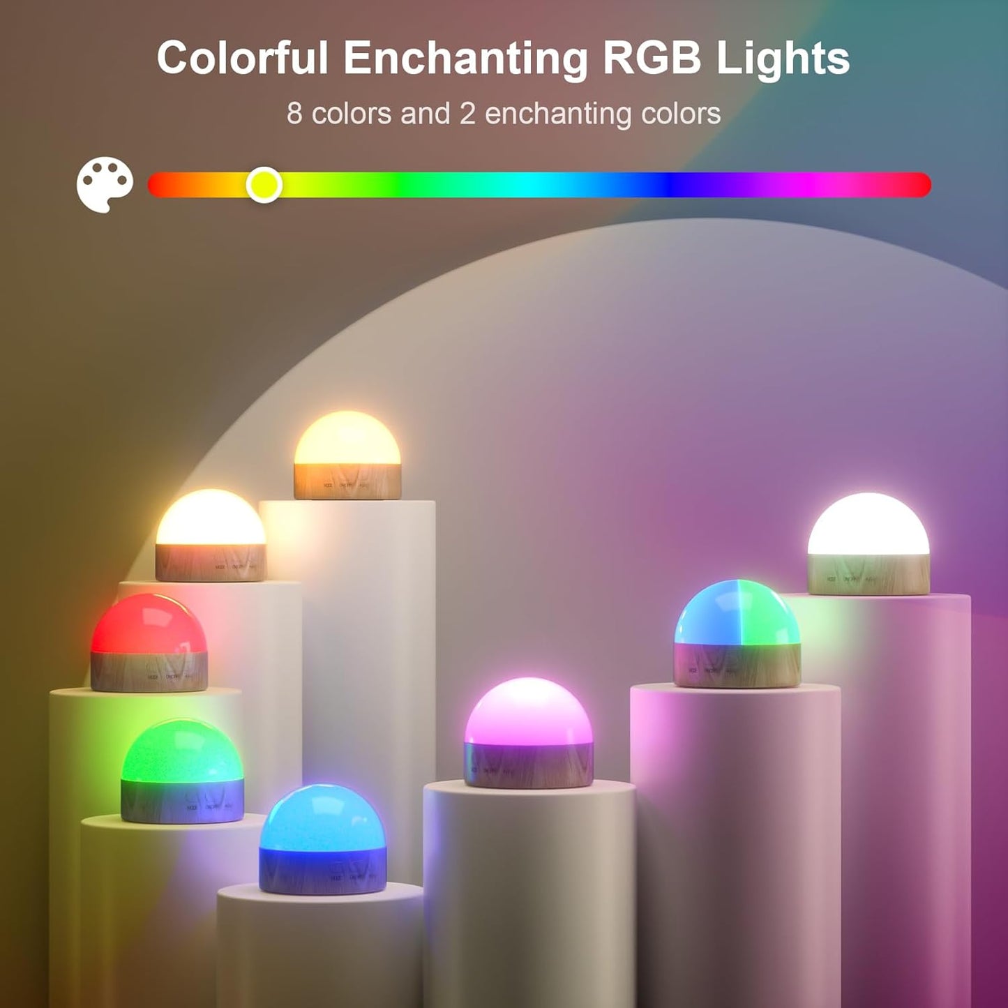 Kintion Night Light, Dimmable 8 Color Portable LED Night Light, 1800mAh Rechargeable Nursery Light Lamp, Soft Eye Caring Warm White, White, Red, Blue, Green Color Lighting for Sleep Aid (Brown, 1pcs)