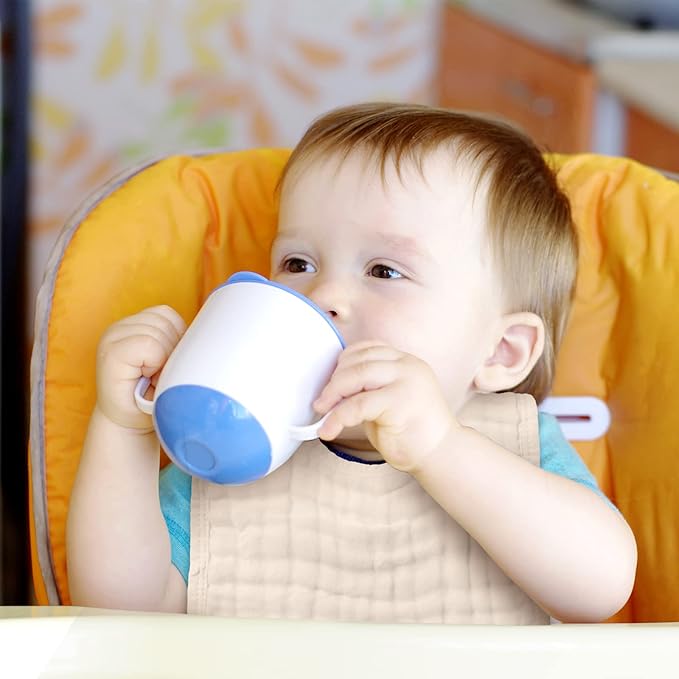 Tallew 8 Pack Muslin Burp Cloths and Baby Bibs for Boy Girl 20" x 10" Cotton Baby Bandana Drool Bibs Muslin Burp Cloths Absorbent Rag for Newborn Toddler Infant Gifts(Light Color)