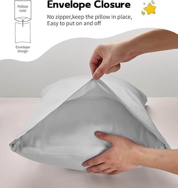 Deep Dream Toddler Pillowcases for 13x18 Pillow 2 Pack, 100% Cotton Travel Pillow Case Cover, 600 Thread Count Cotton Pillow Covers, Soft & Breathable Small Pillow Cases Envelope Closure, Light Grey