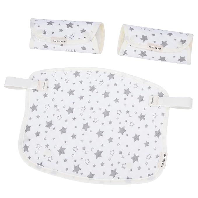Bebamour Drool and Teething Reversible Cotton Pad For All Carry Positions Baby Carrier White Drool Bib For Boys & Girls(Light Grey)
