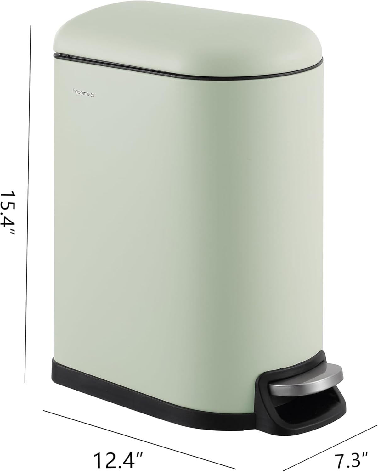 happimess HPM1009E Roland Mini 2.6-Gallon Step-Open Trash Can, Pistachio Gelato,with Soft-Close Lid, Fingerprint Resistant, Modern, Minimalistic for Home, Kitchen, Office, Bedroom, Bathroom