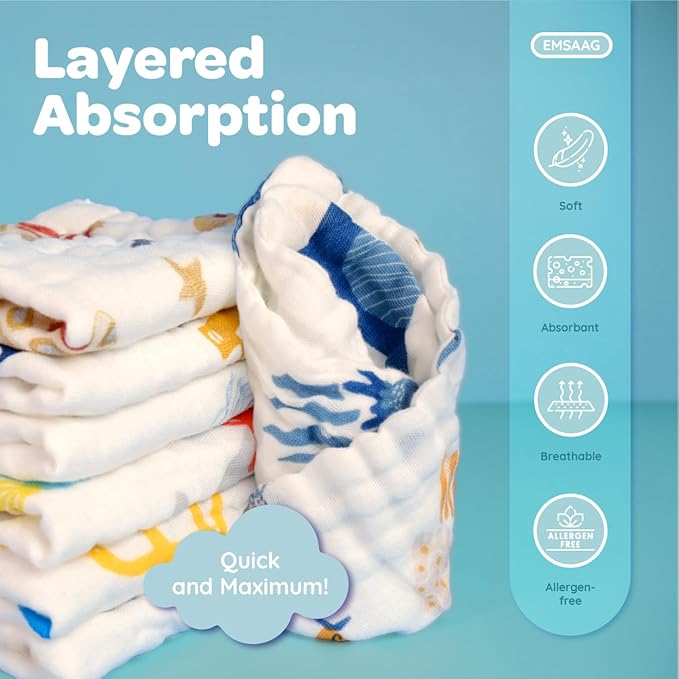 Muslin Baby Washcloths Baby Wipes Newborn Pack of 7-Car Patten, Absorbent Baby Bath and Face Towels for Newborn,100% Cotton,Burp Cloths,Feeding Towels for Babies and Infants,Reusable-10x10