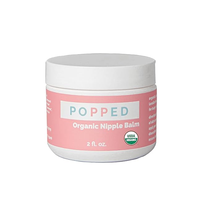 Popped Organic Nipple Butter (2 oz) | Made in the USA | Moisturizing Nipple Cream for Sore, Dry, and Cracked Nipples | Postpartum Essential Balm for Breastfeeding, Nursing