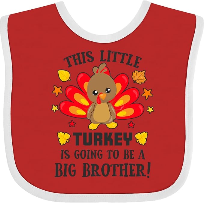 inktastic This Little Turkey Is Going To Be a Big Brother Baby Bib