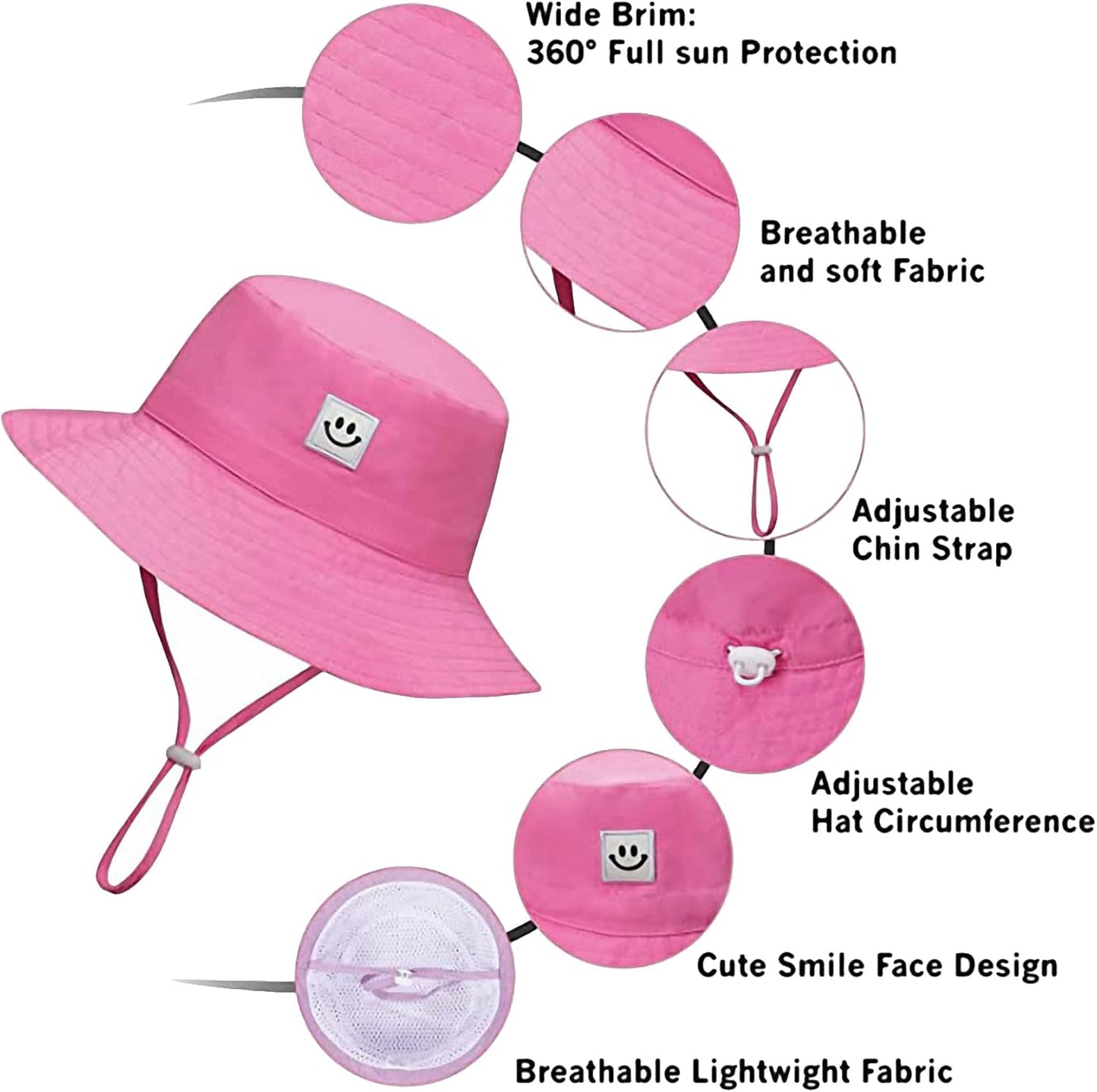 55cube Toddler Sun Hat Beach Bucket Hat for Girls Boys Toddlers