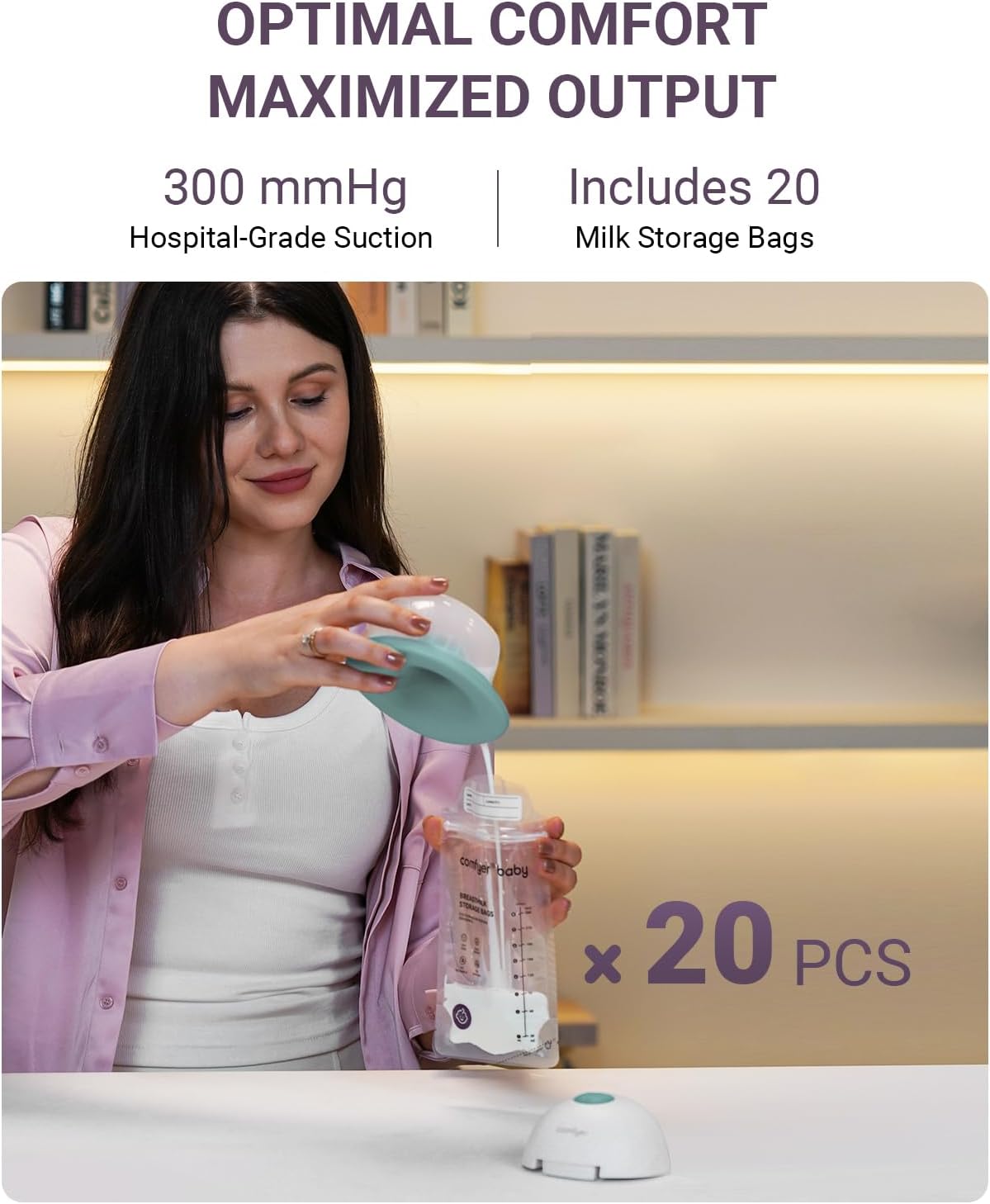Heated Breast Pump Hands Free, Industry-Leading Heating Tech, Innovative Magnetic Charging Base, App Discreet Control, 20pcs Breastmilk Storage Bags Included, Hospital-Grade Suction, 2 Pack