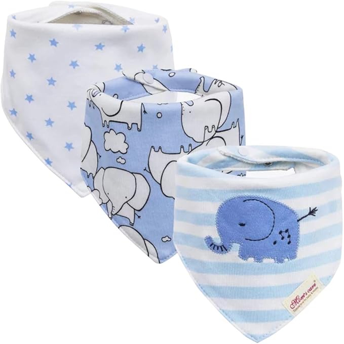 JN&LULU 3 Pack Newborn Baby Bibs Bandana Drool Bibs for Drooling Cotton Baby Gifts